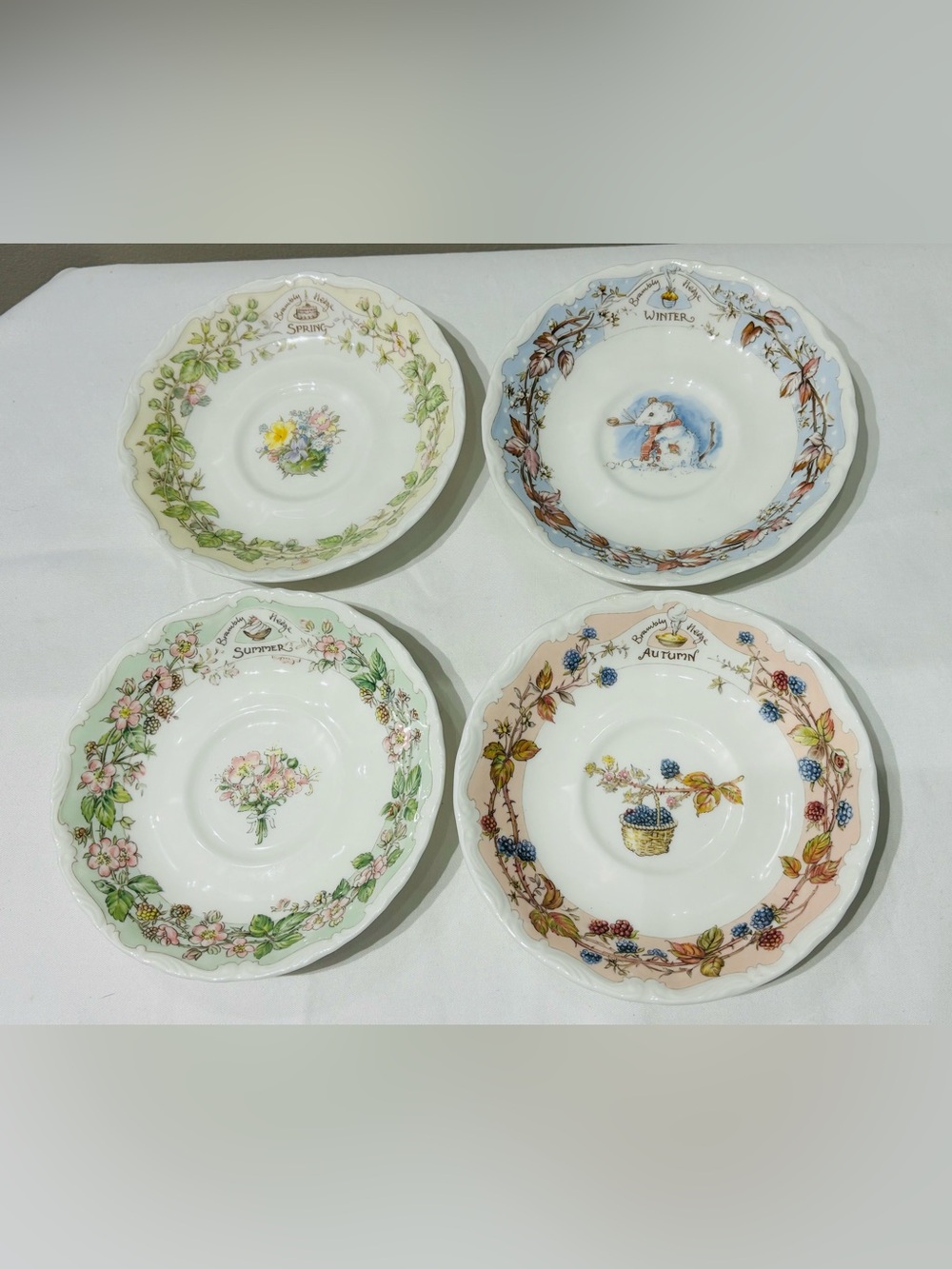 Royal Doulton Saucers Set “ Series of Four Seasons” by Jill Barklem 1983